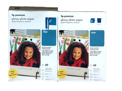 HP Premium Gloss Inkjet Photo Paper 4x6" 60 Sheets 10 Mil UnOpened Boxes  Qty 2 - Image 1 of 3