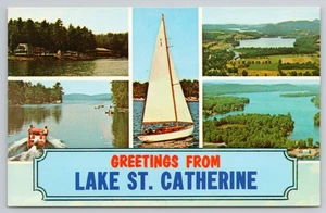Vintage Grüße vom Lake St. Catherine Mehransicht Vermont Souvenir Postkarte - Bild 1 von 2