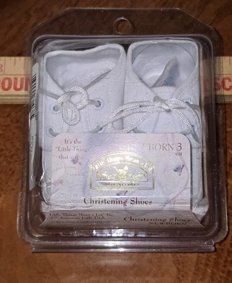 NWT Christening Baptismal Shoes Newborn Satin By Little Things Mean A Lot  - Image 1 of 4