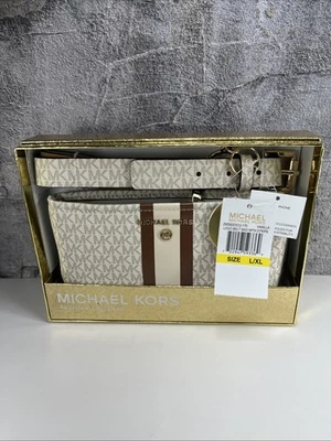 Michael Kors Adjustable Logo Belt Bag With Stripe  Size L/XL Vanilla NWT - Image 1 of 4