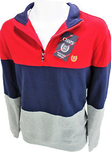 Large Chaps RL 1/4 Zip  Pullover Striped Sweatshirt Heritage Collection Embroide