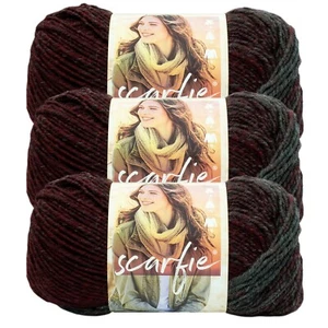 (3 Pack) Lion Brand Yarn 826-208S Scarfie Yarn, Oxford/Claret - Picture 1 of 7