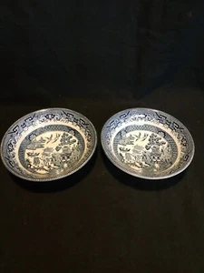 Churchill England "Willow" Pattern Dinnerware, 6" Cereal/Soup Bowls, Set of 2 - Picture 1 of 4