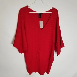 Lane Bryant Sweater Women's 18/20 Red Knit V Neck Pullover Short Sleeve New - Picture 1 of 6