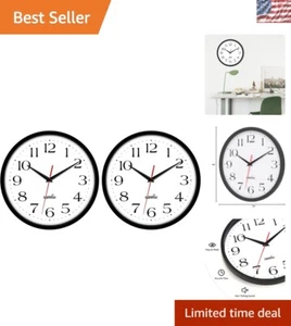 Set of 2 Silent Wall Clocks - 10 Inch Non-Ticking Battery Operated Digital Decor - Picture 1 of 10