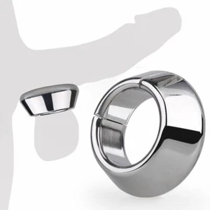 Men Enhance Penis Chastity Ring Weighted Magnetic Ball Stainless Steel Stretcher - Picture 1 of 17