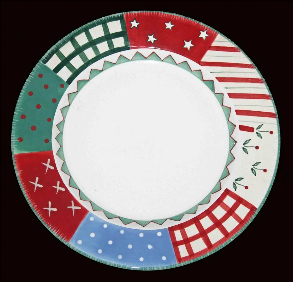 Platos de cena populares The Cellar Stars cuadrados lunares flores rojo verde nuevos con etiquetas '02 Foto 1 de 1