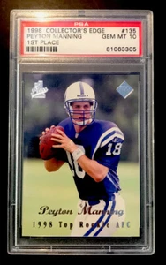PEYTON MANNING 1998 NOVATO DE COLECCIÓN EDGE PRIMER LUGAR #135 GRADO PSA 10! ¡RARO! - Imagen 1 de 2