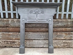 Art Nouveau cast iron fireplace mantel surround original antique fireplace - Picture 1 of 12