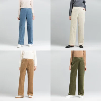 Womens Corduroy High Waist Pants Wide Leg Boot Cut Trousers Casual Retro - Image 1 of 4