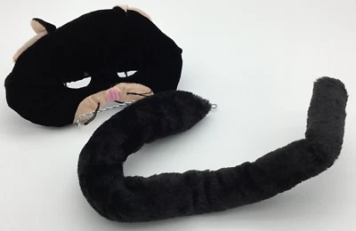 Plush Black Cat Costume Cosplay Mask w/Adjustable Head Band &Faux Bendable Tail - Image 1 of 4