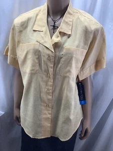 JH Collectibles Camicetta donna 8 misto lino oro giallo MFC230822/TS1 - Foto 1 di 8