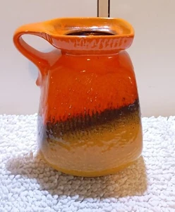JASBA Keramik *Vase *Krug *70er Jahre *Artpottery *Orange Gelb Braun *Fat Lava - Bild 1 von 6