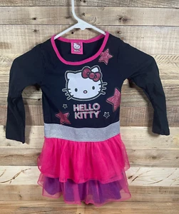Hello Kitty Girls (4T) Black Dress Long Sleeve Shirt Ruffles Netting Tutu Skirt - Picture 1 of 8