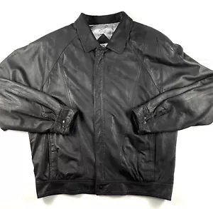Remy Lamb Leather Jacket Men’s Size 46 Black Made USA Soft Lightweight Zip EUC - Picture 1 of 11