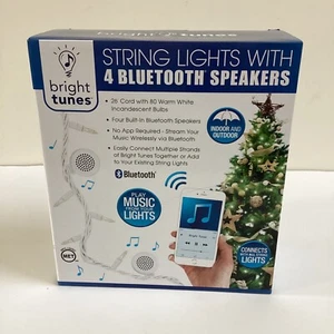 Bright Tunes String Lights with 4 Bluetooth Speakers 26 Foot Cord 80 Lights NEW - Picture 1 of 10