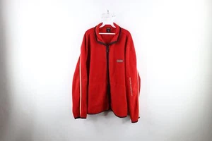 Vintage 90s Nautica Competition Mens XL Spell Out Full Zip Fleece Jacket Red USA - Picture 1 of 13