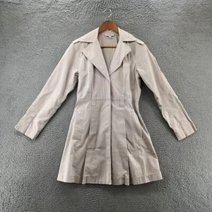 Cabi Pleated Trench Coat Jacket Womens S Gray Cotton Blend Notch Lapel Buttons - Picture 1 of 14
