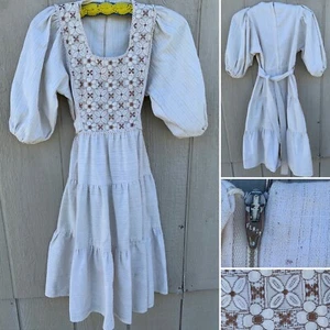Vintage Prairie Dress FLAIR Zipper 70s 80s Hippie Chic Boho 26 1/2” Waist - Picture 1 of 12