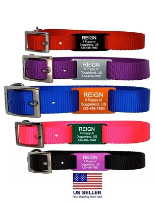 Custom ENGRAVED PET ID No jingle TAG SLIDE ON NOISELESS Dog Cat Puppy Kitty Tags - Image 1 of 4