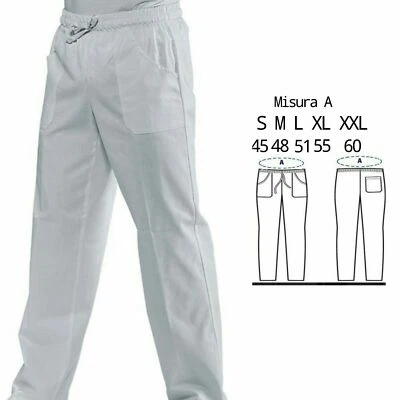 PANTALACCIO CUOCO  CUCINA DA LAVORO CHEF 7 COLORI  UNISEX ELASTICO  3 TASCHE  - Immagine 1 di 4