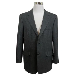 Club Room Jacket Charcoal Gray Lambs Wool Cashmere Herringbone Blazer 44R - Picture 1 of 9