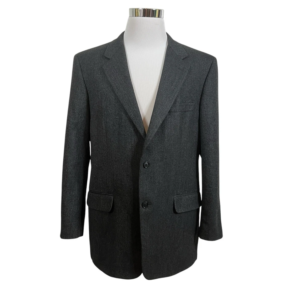 Chaqueta Club Room Gris Carbón Corderos Lana Cachemira Espiga Blazer 44R Foto 1 de 4