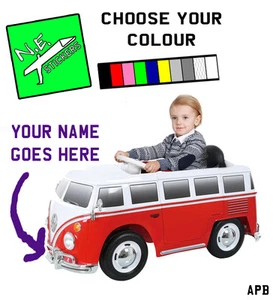 PERSONALISED kids number plate front (+back?) ELECTRIC Volkswagen VW Camper Van - Picture 1 of 4