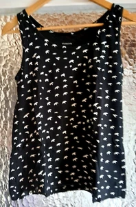 Damen Shirt COTTON VEST Größe 36 Schwarz mit weißen Vögeln - Bild 1 von 1