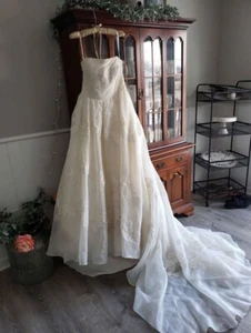 Melissa Sweet Wedding Dress Satin Organza And Lace - Size 12 - Picture 1 of 10