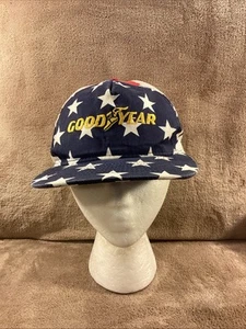 Goodyear Swingster Truckermütze Druckknopflasche US-Flagge Sterne Streifen patriotisch USA Vintage - Bild 1 von 7