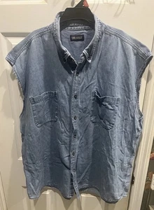 Faded Glory Herren Jeanshemd ärmellos XXL blau Knopf Western - Bild 1 von 6