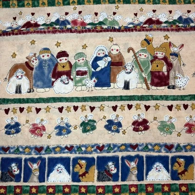 Primer Belén de Navidad Tela Ángulos 2 Yardas Acolchado Algodón Tammy Deyoung Foto 1 de 4