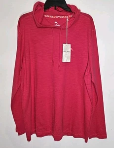Tommy Bahama men's hooded shirt long sleeve pink Fuchsia sz L - Picture 1 of 4