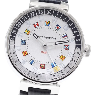 LOUIS VUITTON Tambour Moon QA096 Doble Tiempo GMT Esfera Plateada Cuarzo Para Hombre_923555 Foto 1 de 4