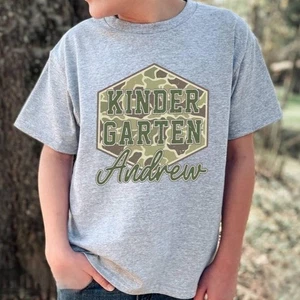 Retro Camo Back to School Shirt for Boys, Pre-K First Day Toddler Tee - Picture 1 of 7