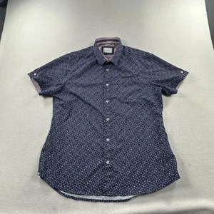 7Diamonds Hemd Herren Large Navy Geometrisches Muster Kurzarm Knopfleiste Stretch - Bild 1 von 11