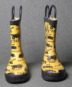 Gelbe Unisex 9K (Kleinkind) Jugend Stiefel ohne Marke (gebraucht) Bau Thema - Bild 1 von 2