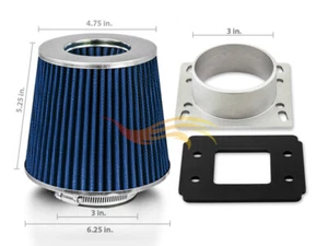 Filtro seco cono AZUL + Kit adaptador MAF admisión de aire para Toyota 86-89 Celica 2.0 L4 - Imagen 1 de 1
