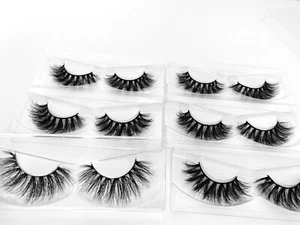 10 Paar 3D Faux Nerz Wimpern 25mm lang flauschig voll natürlich Mega Volumen flirty - Bild 1 von 5