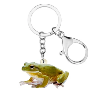 Acrylic Green Frog Keychains Purse Key Ring Novelty Animals Charms Jewelry Gift - Picture 1 of 5