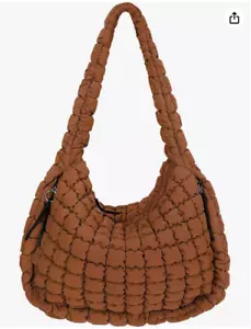 Large Quilted Tote Bag, Lightweight Puffer Shoulder Bag, Stylish & Durable - Picture 1 of 6