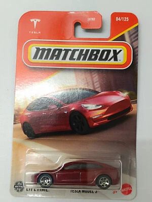 2023 MATCHBOX TESLA MODEL 3 METAL MAROON MBX - Image 1 of 4