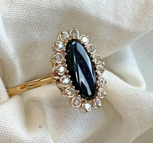 10K Yellow Gold Diamond Ring 3.78g Fine Jewelry Size 10 Band Black Onyx Look - Picture 1 of 24