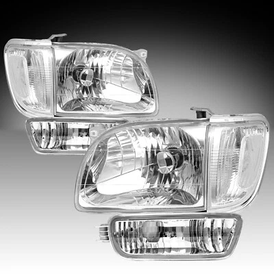 Conjunto de faros cromados para Toyota Tacoma 2001-2004 + luces de parachoques transparentes 6 piezas Foto 1 de 4