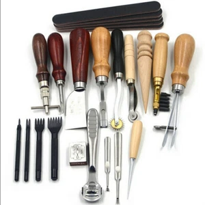 Herramientas de trabajo de cuero para coser perforar corte coser cuero fabricación artesanal - Imagen 1 de 15