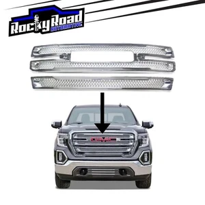 CHROME Grill Grille Overlay Inserts kit for 2019-2021 GMC Sierra 1500 SLT AT4 - Picture 1 of 10