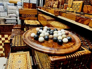 New Moroccan Art Thuya Wood Solitaire Game Handmade Marble Balls Game Lots Bundl - Picture 1 of 6
