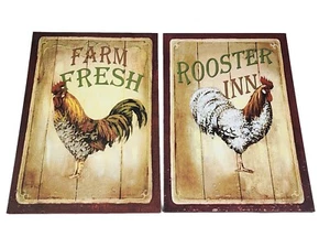 Leinwand Hahn Bilder 10 x 14 Konvolut 2 Stück Wanddeko Bauernhof Land Kunst Neu  - Bild 1 von 4