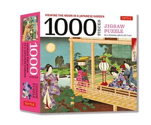 Blick auf den Mond in einem japanischen Garten Puzzle fertig Größe 24 x 18 Zoll... - Bild 1 von 1